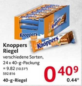 Knoppers Riegel - verschiedene Sorten, 24 x 40-g-Packung