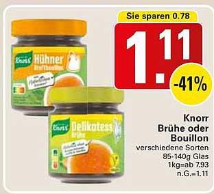 Knorr Brühe oder Bouillon verschiedene Sorten 85-140g Glas