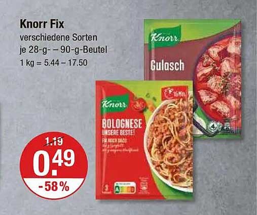 Knorr Fix verschiedene Sorten je 28-g – 90-g-Beutel