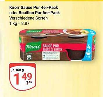 Knorr Sauce Pur 4er-Pack oder Bouillon Pur 6er-Pack - Verschiedene Sorten