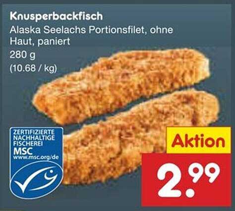 Knusperbackfisch - Alaska Seelachs Portionsfilet, ohne Haut, paniert