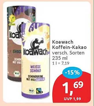 Koawach Koffein-Kakao versch. Sorten 235 ml