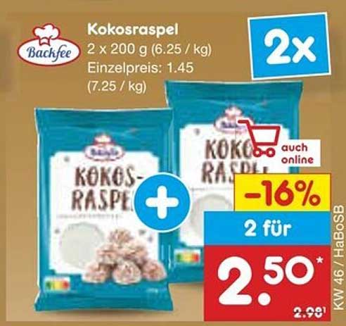 Kokosraspel 2 x 200 g von Backfee