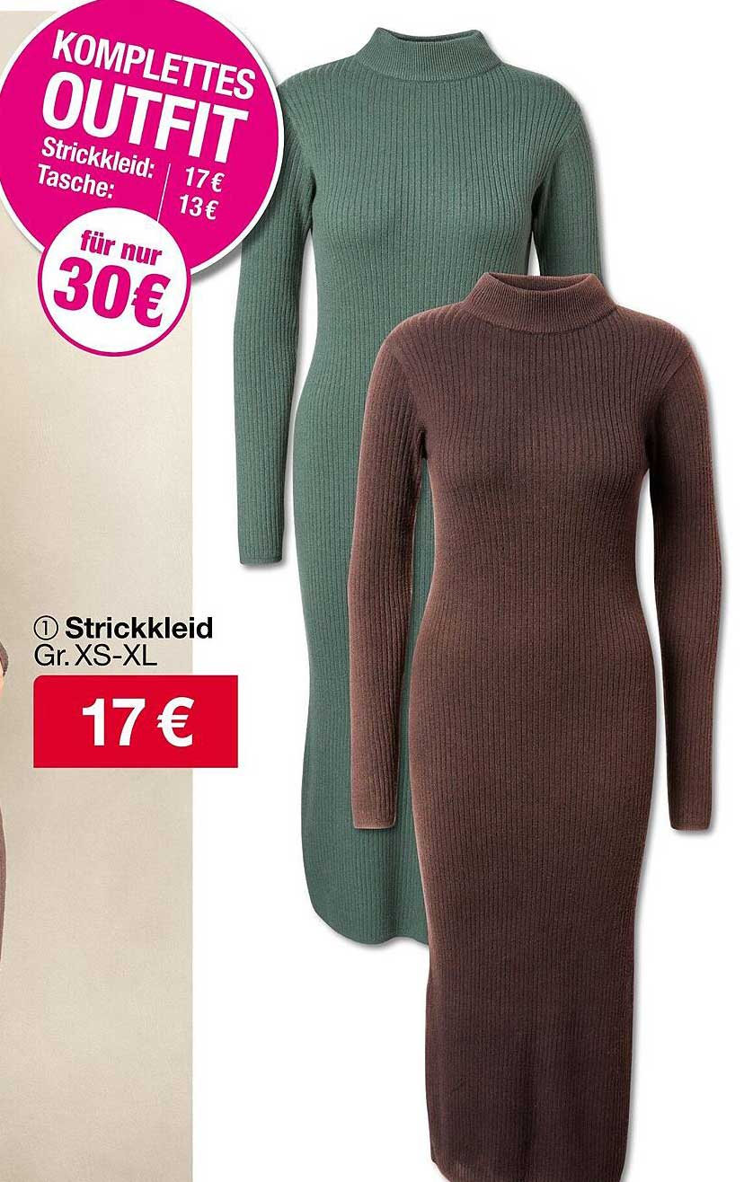Komplettes Outfit: Strickkleid und Tasche für nur 30€