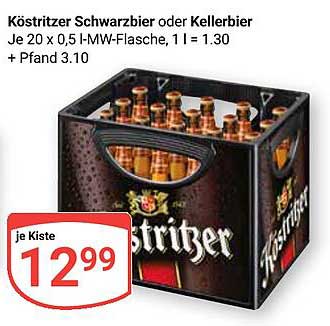 Köstritzer Schwarzbier oder Kellerbier – Je 20 x 0,5 l-MW-Flasche