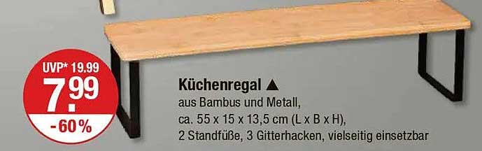 Küchenregal aus Bambus und Metall