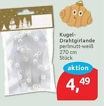 Kugel-Drahtgirlande perlmutt-weiß 270 cm Stück