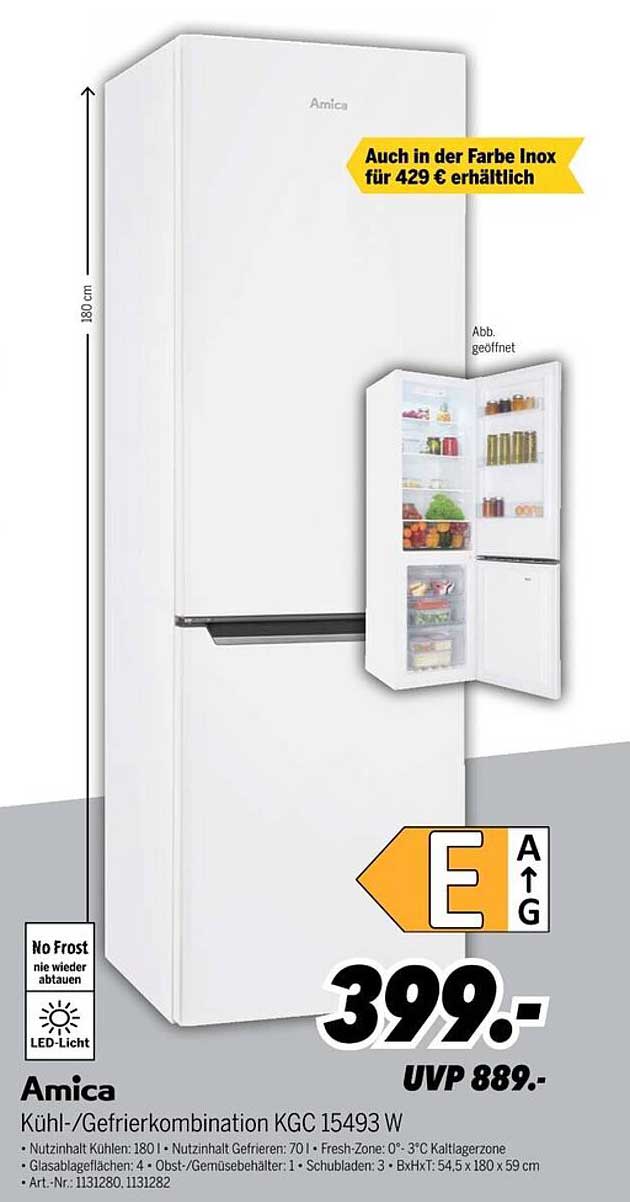 Kühl-Gefrierkombination Amica KGC 15493 W
