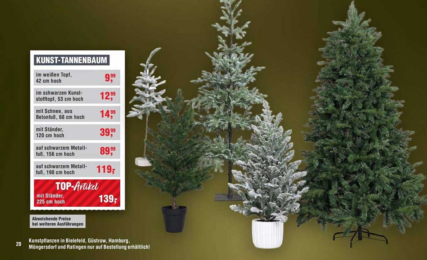 Kunst-Tannenbaum in verschiedenen Ausführungen