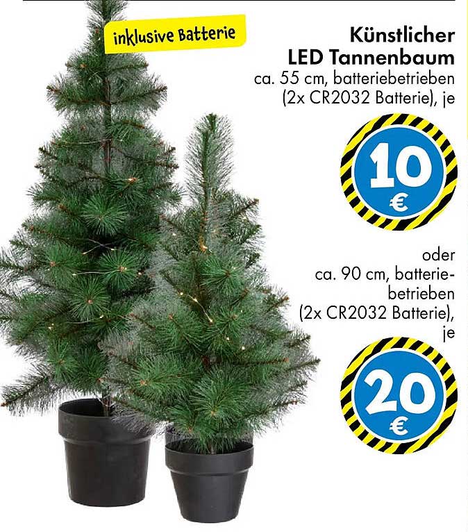 Künstlicher LED Tannenbaum ca. 55 cm und 90 cm, batteriebetrieben
