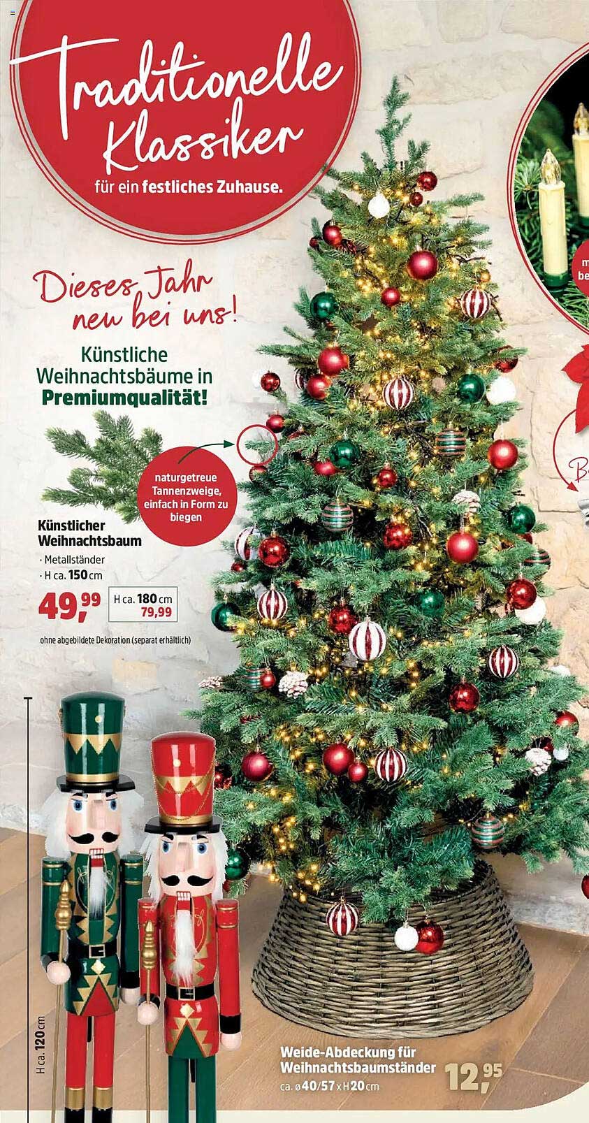 Künstlicher Weihnachtsbaum mit Metallständer - H ca. 150 cm