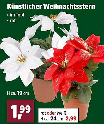 Künstlicher Weihnachtsstern im Topf - rot