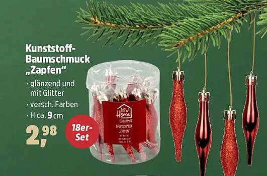 Kunststoff-Baum Schmuck "Zapfen" - 18er Set