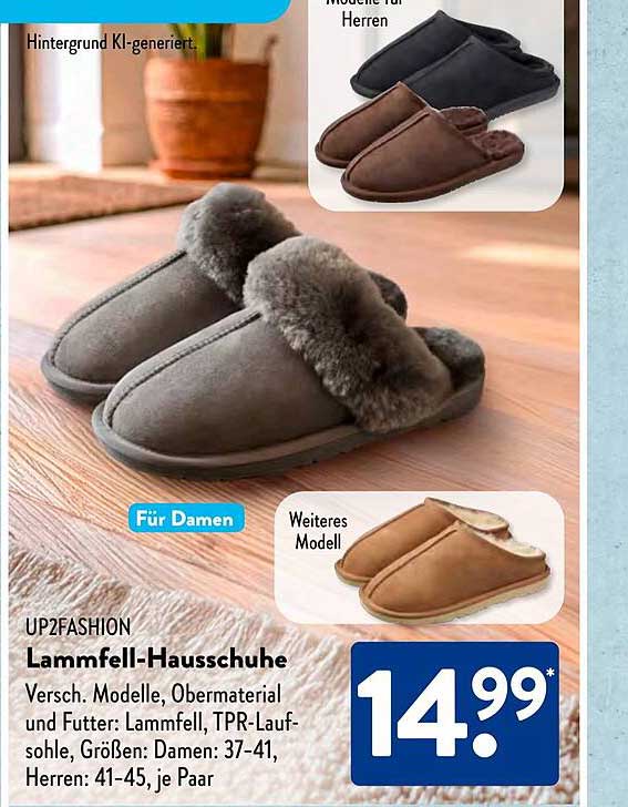 Lammfell-Hausschuhe für Damen und Herren