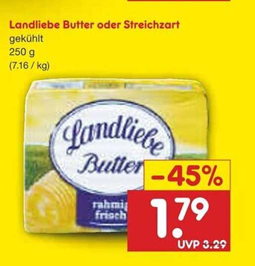 Landliebe Butter oder Streichzart 250 g - Jetzt nur 1,79 €
