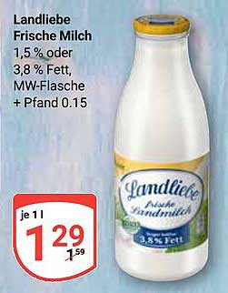 Landliebe Frische Milch 1,5 % oder 3,8 % Fett