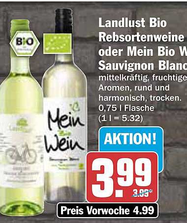 Landlust Bio Rebsortenweine oder Mein Bio Wein Sauvignon Blanc