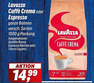 Lavazza Caffè Crema oder Espresso ganze Bohnen 1000 g