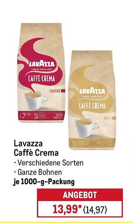 Lavazza Caffè Crema - Verschiedene Sorten, Ganze Bohnen je 1000-g-Packung