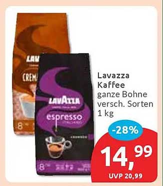 Lavazza Kaffee ganze Bohne versch. Sorten 1 kg