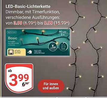LED-Basic-Lichterkette mit Timerfunktion für innen und außen