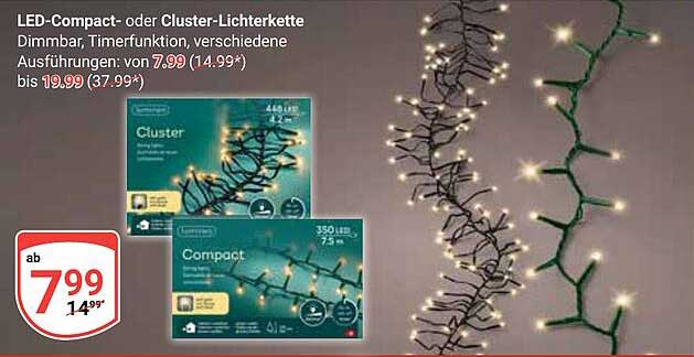 LED-Compact- oder Cluster-Lichterkette - dimmbar mit Timerfunktion