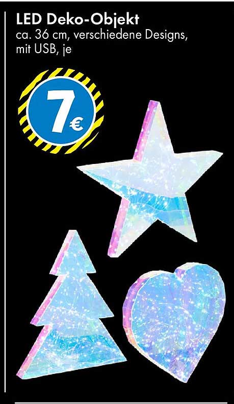 LED Deko-Objekt ca. 36 cm, verschiedene Designs, mit USB, je