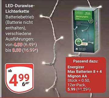 LED-Durawise-Lichterkette mit Batteriebetrieb – verschiedene Ausführungen