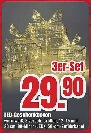 LED-Geschenkboxen warmweiß, 3er-Set