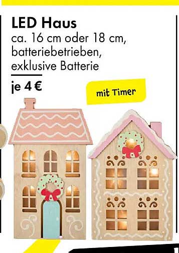 LED Haus ca. 16 cm oder 18 cm, batteriebetrieben, exklusive Batterie je 4 €