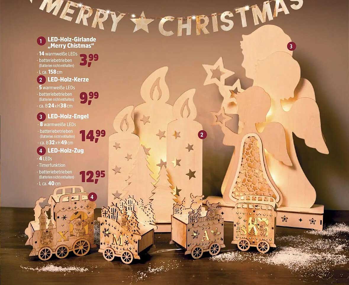 LED-Holz-Girlande "Merry Christmas"