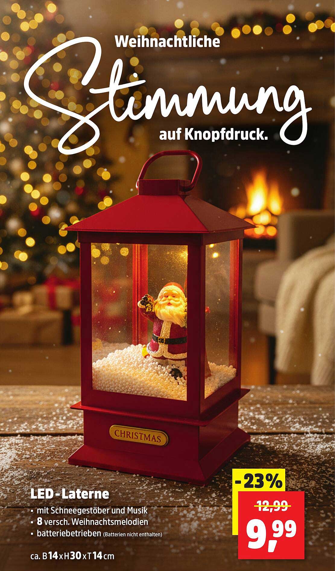 LED-Laterne mit Schnee und Musik - der Weihnachtszauber für Ihr Zuhause