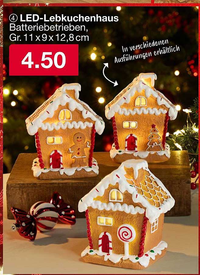 LED-Lebkuchenhaus batteriegestützt, Größe 11 x 9 x 12,8 cm