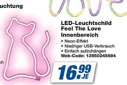 LED-Leuchtschild Feel The Love Innenbereich