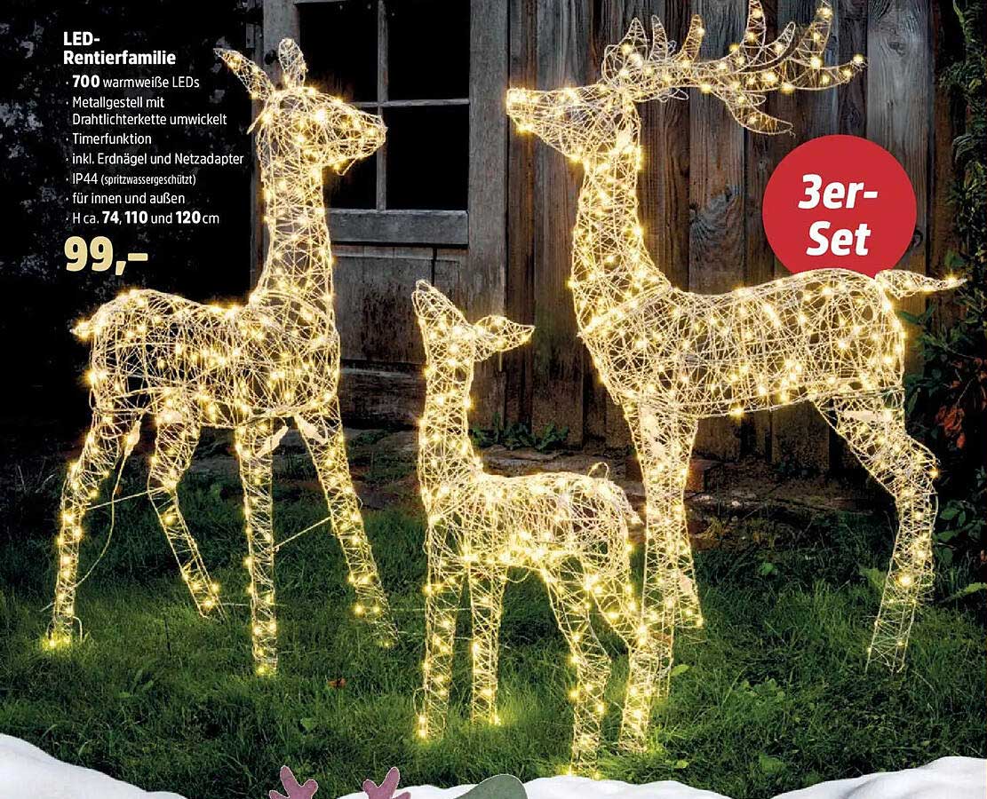 LED-Rentierfamilie 3er-Set