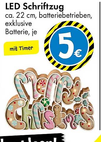 LED Schriftzug – ca. 22 cm, batteriebetrieben, exklusive Batterie, je mit Timer