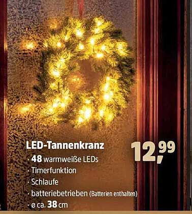 LED-Tannenkranz mit 48 warmweißen LEDs
