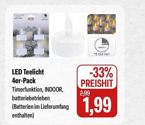 LED Teelicht 4er-Pack