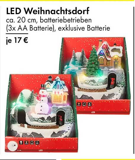 LED Weihnachtsdorf ca. 20 cm, batterie betrieben (3x AA Batterie), exklusive Batterie je 17 €