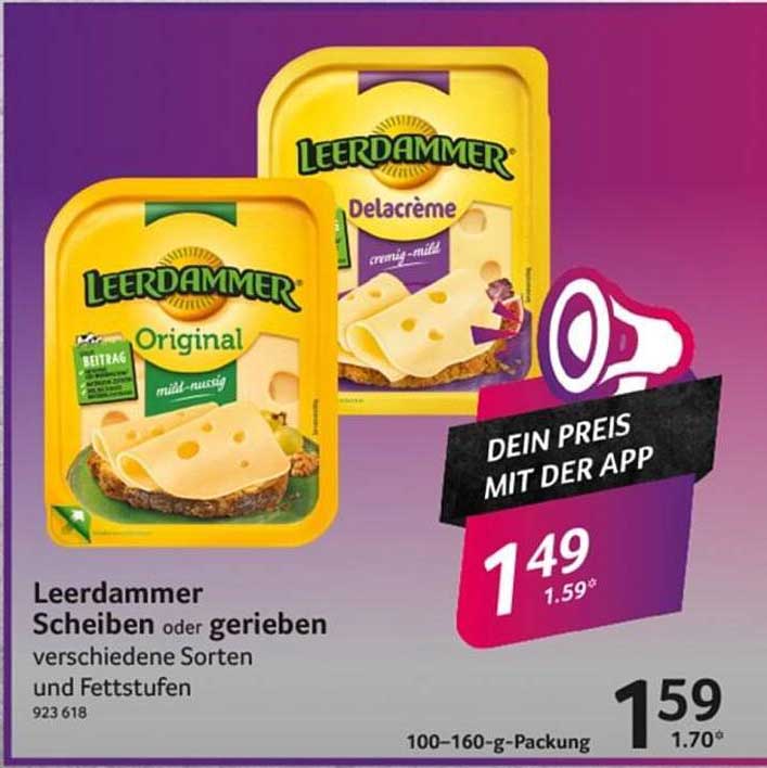 Leerdammer Scheiben oder gerieben - verschiedene Sorten und Fettstufen