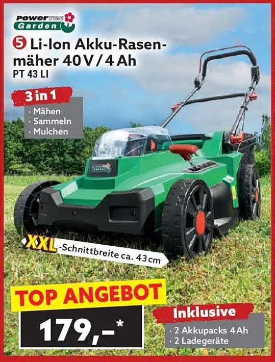 Li-Ion Akku-Rasenmäher 40V / 4Ah PT 43 LI