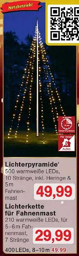 Lichterpyramide mit 500 warmweißen LEDs