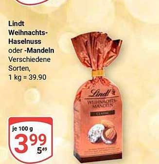 Lindt Weihnachts-Haselnuss oder -Mandeln, verschiedene Sorten