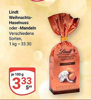 Lindt Weihnachts-Haselnuss oder -Mandeln - Verschiedene Sorten