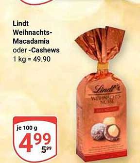 Lindt Weihnachts-Macadamia oder -Cashews