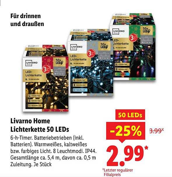 Livorno Home Lichterkette 50 LEDs