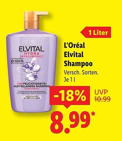 L'Oréal Elvital Shampoo - 1 Liter