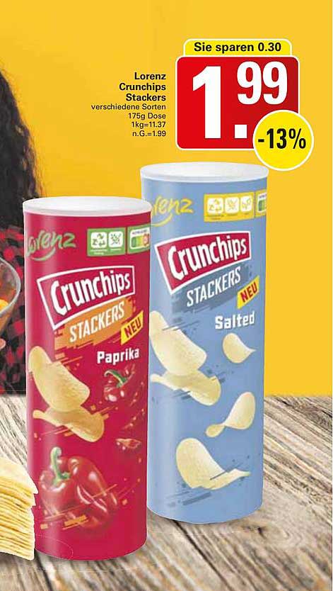 Lorenz Crunchips Stackers 175g Dose - verschiedene Sorten