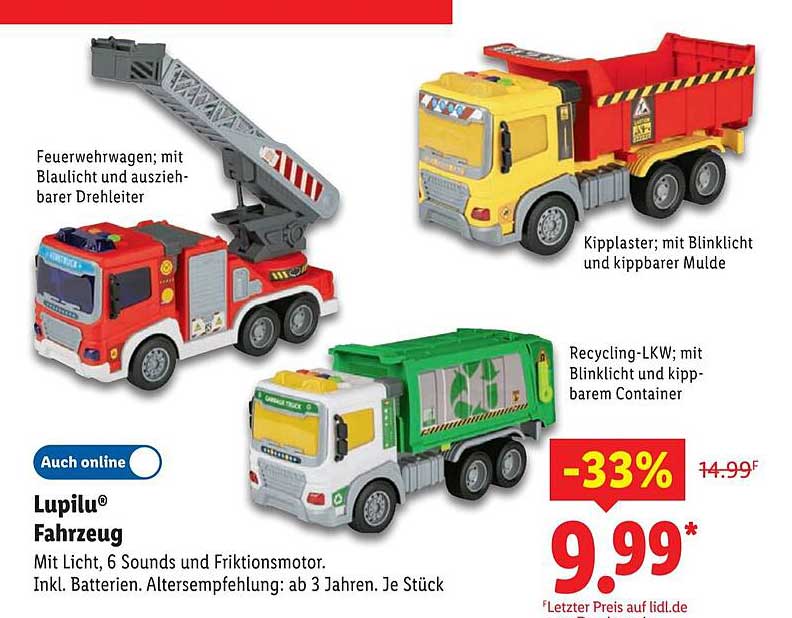 Lupilu® Fahrzeug mit Licht, 6 Sounds und Friktionsmotor