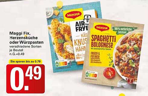 Maggi Fix, Herzensküche oder Würzpasten verschiedene Sorten je Beutel